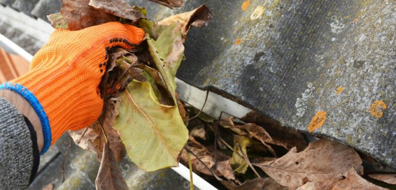 Reinigung der Dachrinnen vor dem Winter